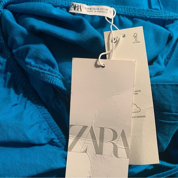 NWT Zara Blue Puff Sleeve Mini Dress - Picture 7 of 8